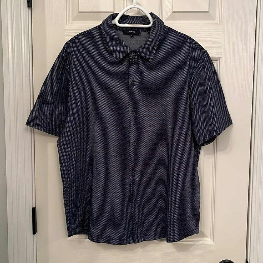 Vince Regular Fit Knit Button Up Short Sleeve Shirt Men’s XL